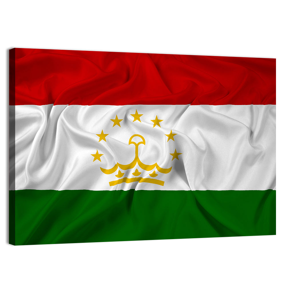 Tajikistan Flag with Crown Emblem Wall Art, canvas print, landscape