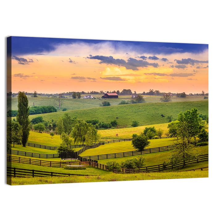 Kentucky Farm at Dusk Wall Art as a canvas print