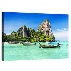 Longtale Boats At Thailand Beach Wall Art