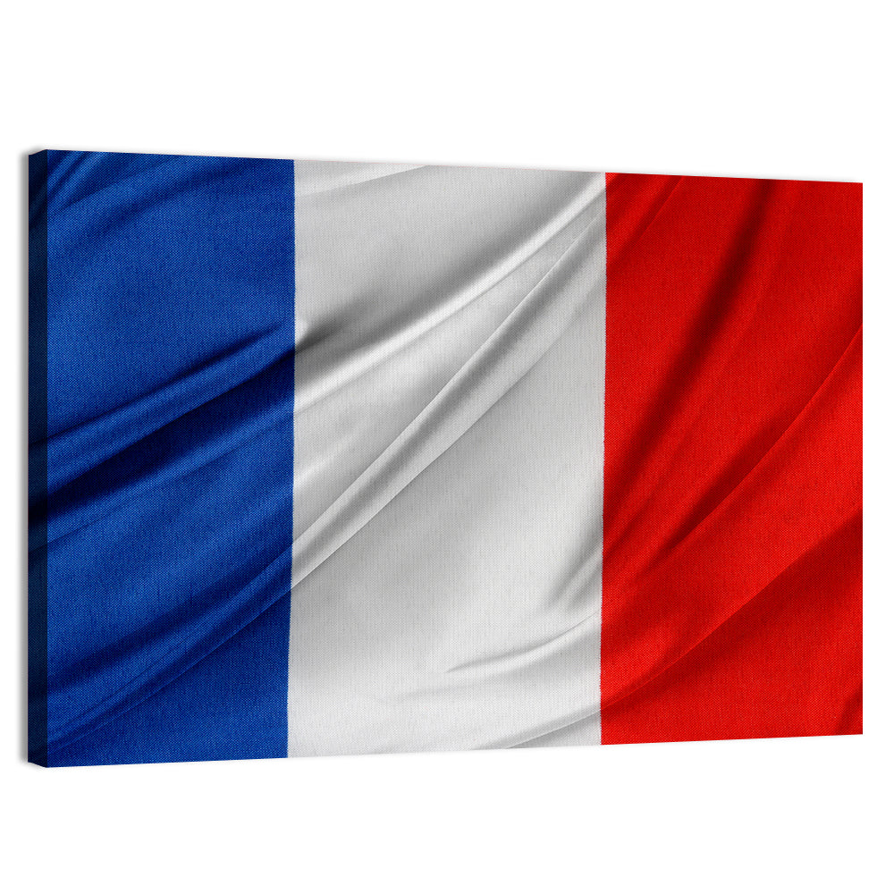 French Flag Tricolor with Folded Texture Wall Art
