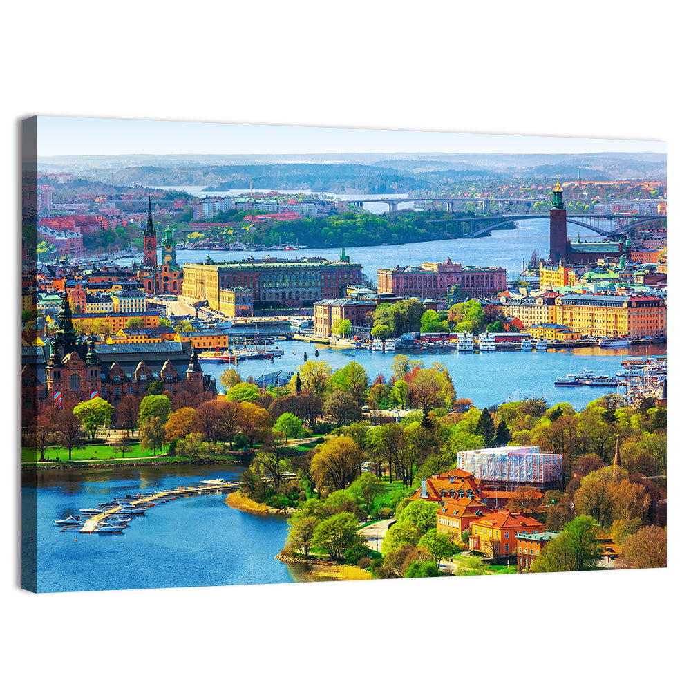 Gamla Stan Harbor Panorama Wall Art, canvas print, landscape
