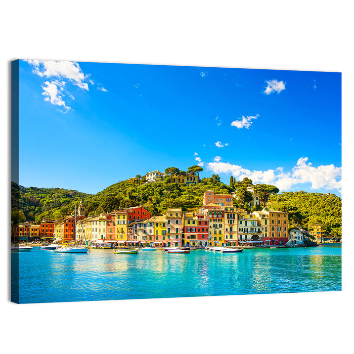 Colorful Portofino Harbor Wall Art as a canvas print