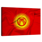 Kyrgyzstan Flag with Tunduk Emblem Canvas Wall Art