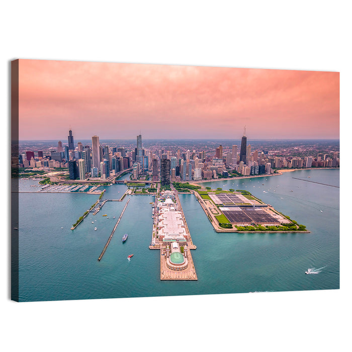 Chicago Navy Pier Skyline Wall Art as a canvas print
