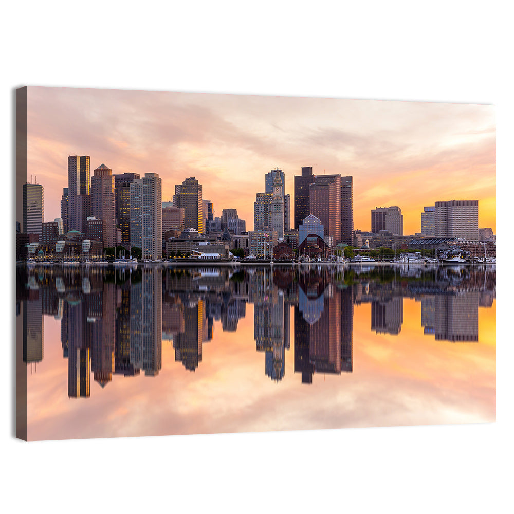 Boston Harbor Skyline at Dusk Wall Art