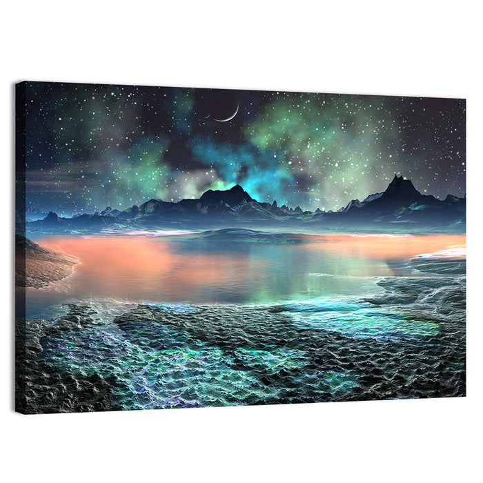 Alien Lake Nightscape Wall Art as a canvas print