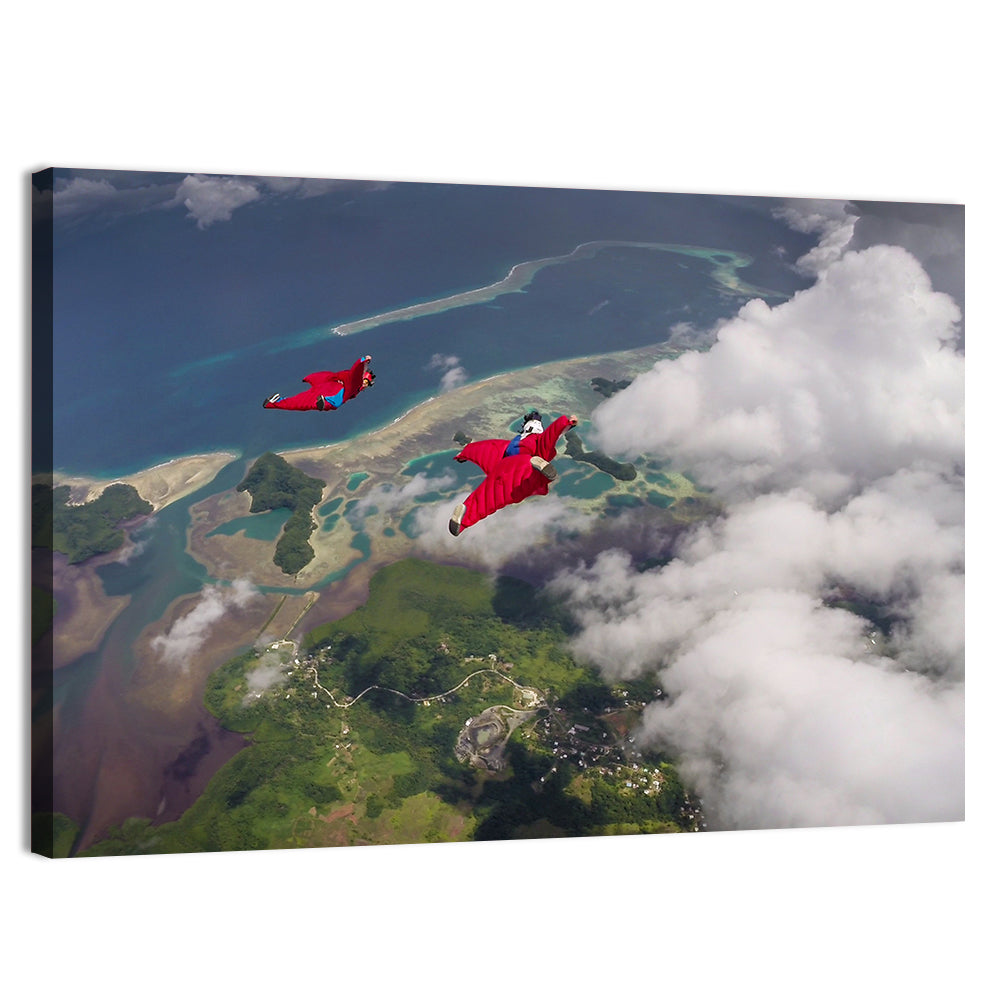 Wingsuit Duo Over Palau Coast Wall Art