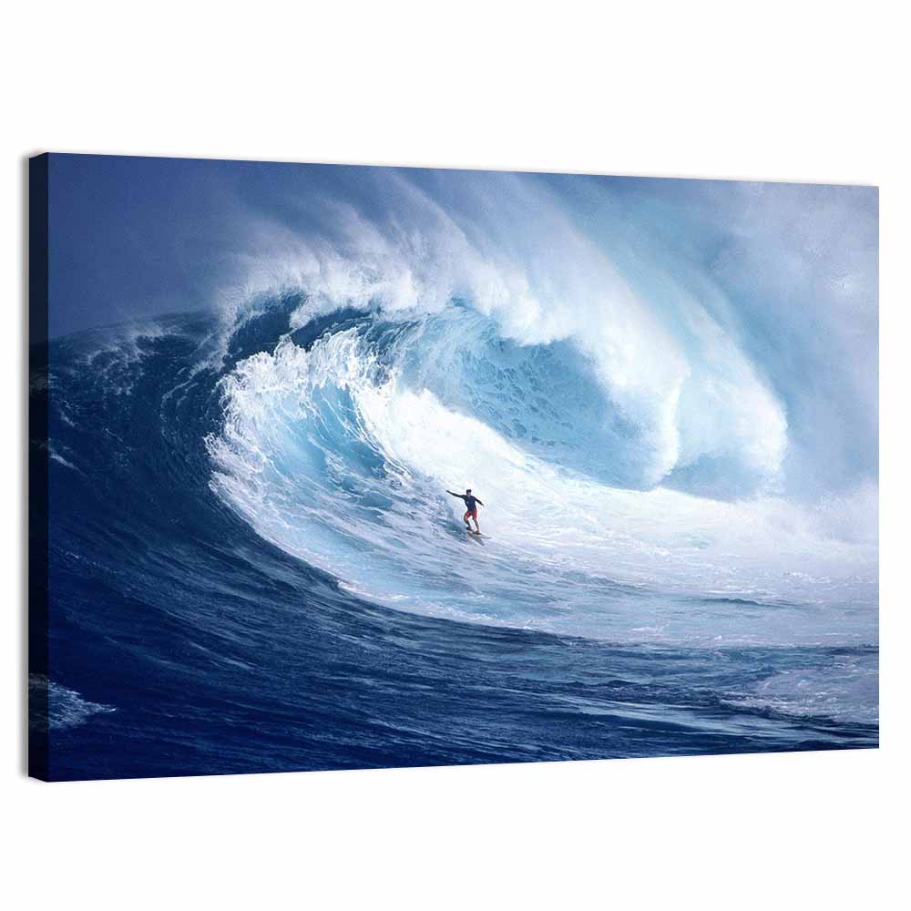 Surfer in Barrel Wave Wall Art, canvas print, landscape