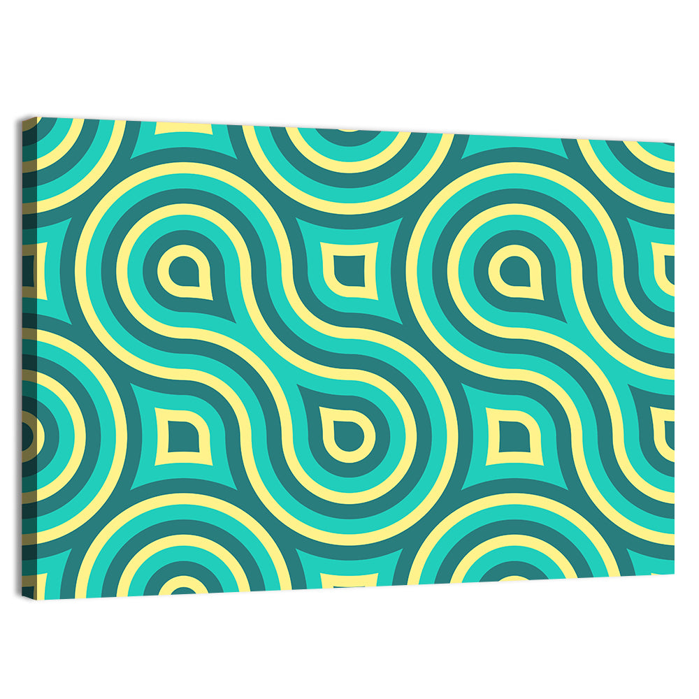 Retro Teal Geometric Pattern Wall Art, canvas print, landscape