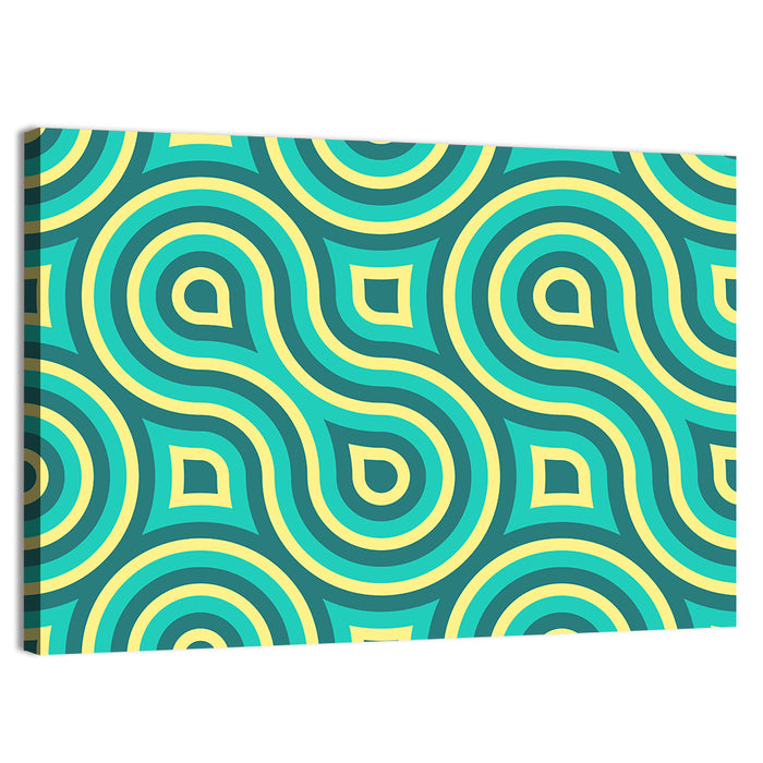 Retro Teal Geometric Pattern Wall Art as a canvas print