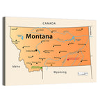 Montana State Map Wall Art