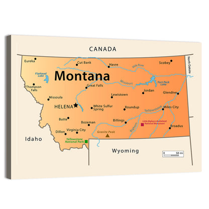 Montana Map Wall Art