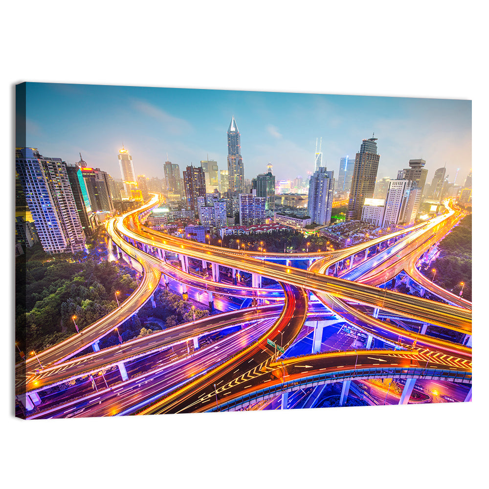 Shanghai Highways Skyline Wall Art