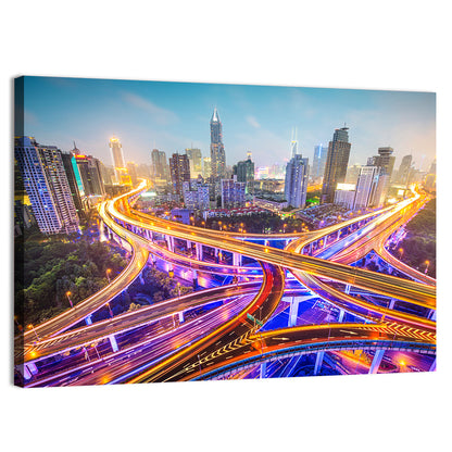 Shanghai Highways Skyline Wall Art
