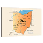 Ohio State Map Wall Art