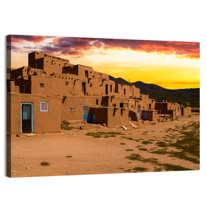 Taos Pueblo at Sunset Wall Art