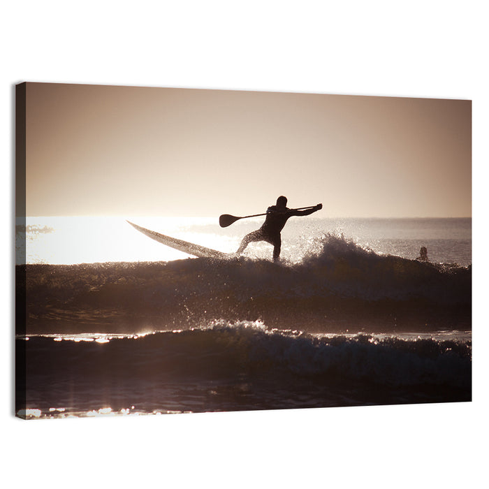 Backlit Paddleboard Silhouette at Sunrise Wall Art as a canvas print
