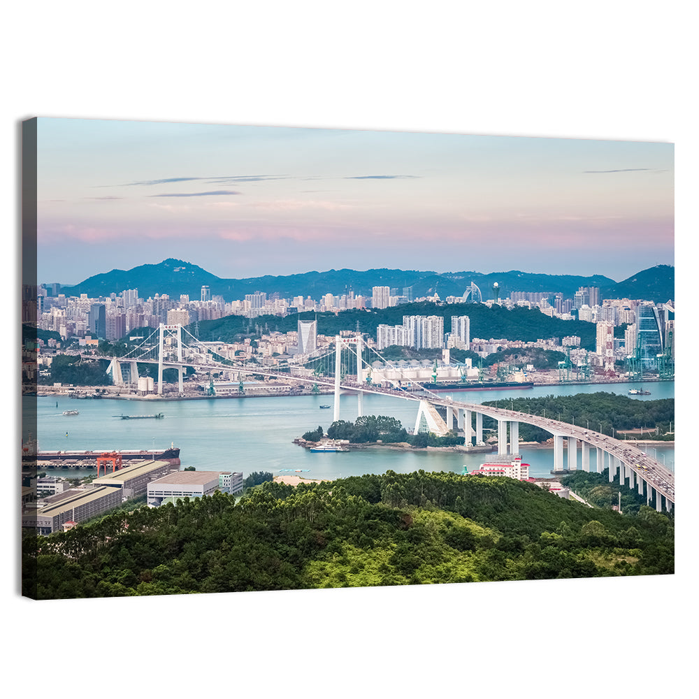 Haicang Suspension Bridge at Dusk Wall Art