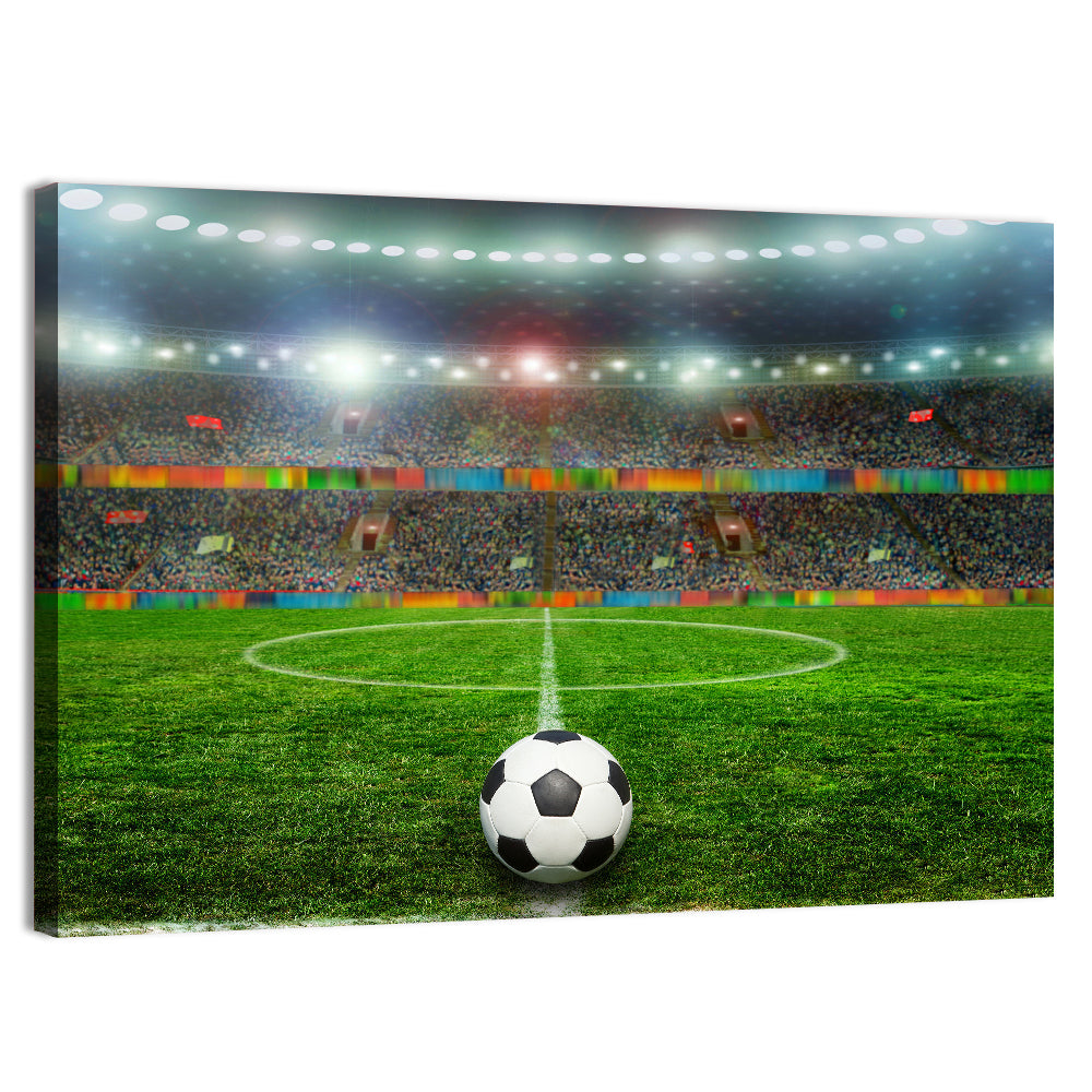 Soccer Ball Under Floodlights Wall Art