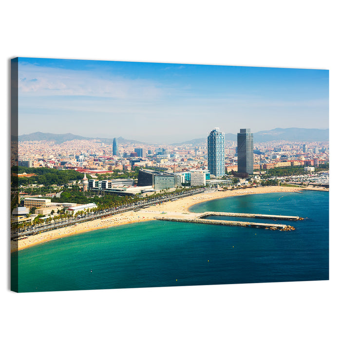 Barcelona from the Mediterranean Wall Art as a canvas print