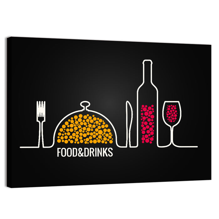 Minimalist Food and Drink Line Wall Art as a canvas print
