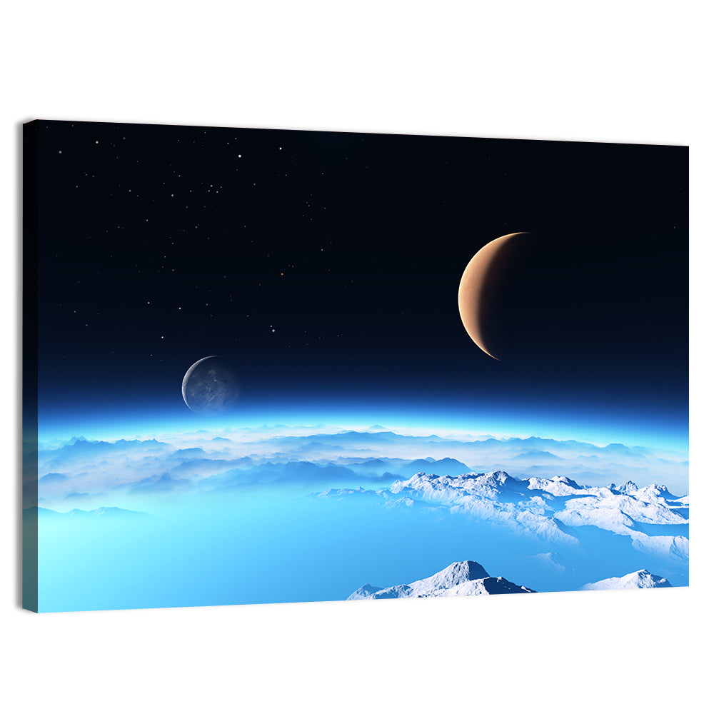 Ice Planet with Crescent Moon Wall Art