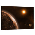 Crescent Planet with Golden Star and Moon Wall Art