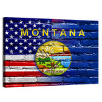 United States and Montana Flag Wall Art