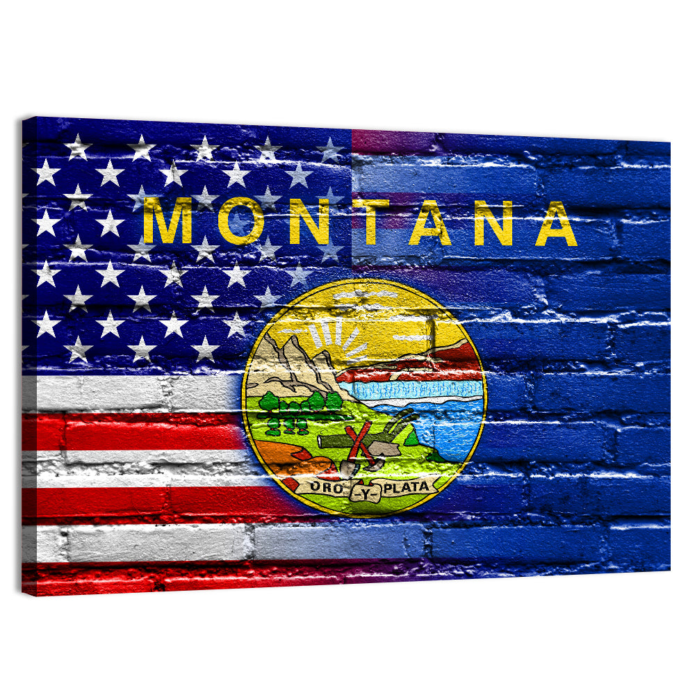 USA & Montana State Flag Wall Art