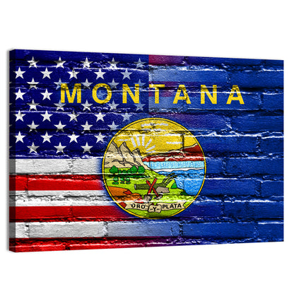 USA & Montana State Flag Wall Art