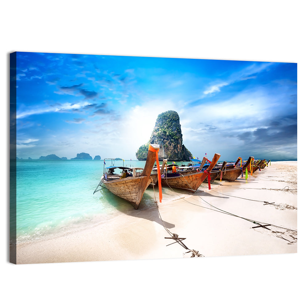 Railay Beach Long-tail Boats Wall Art