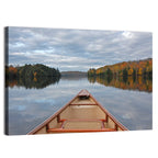Overcast Canoe Bow on Autumn Lake Wall Art