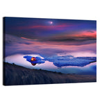 Glowing Tent on Frozen Mountain Lake Wall Art