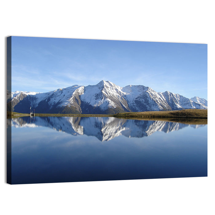 Bettmersee Mountain Reflection Wall Art as a canvas print