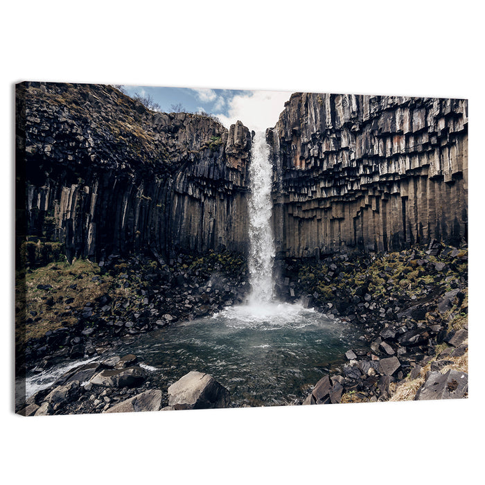Svartifoss Basalt Waterfall Wall Art as a canvas print