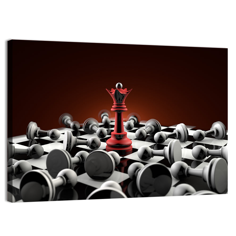 Red Queen Chess Composition Wall Art