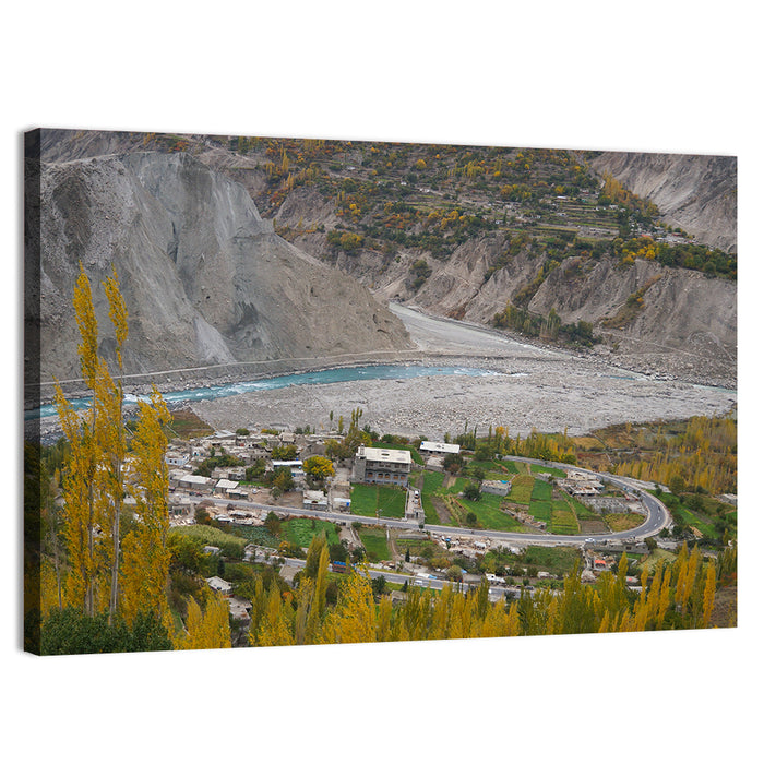 Autumn Hunza Valley Landscape Wall Art as a canvas print