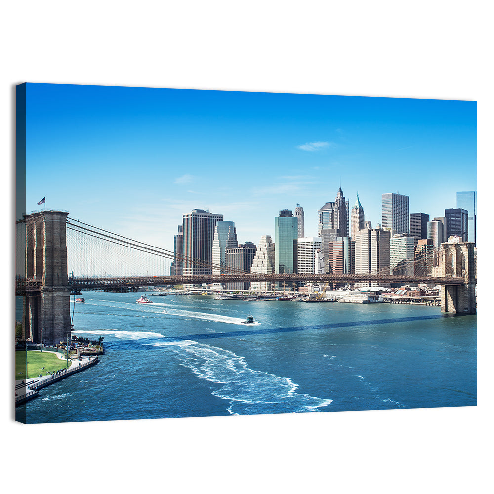 Brooklyn Bridge and Manhattan Skyline Wall Art, canvas print, landscape