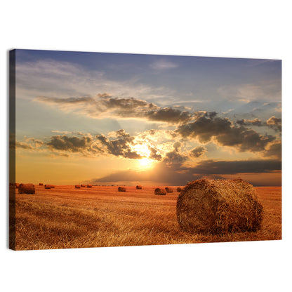 Stubble Field & Hay Bales Wall Art