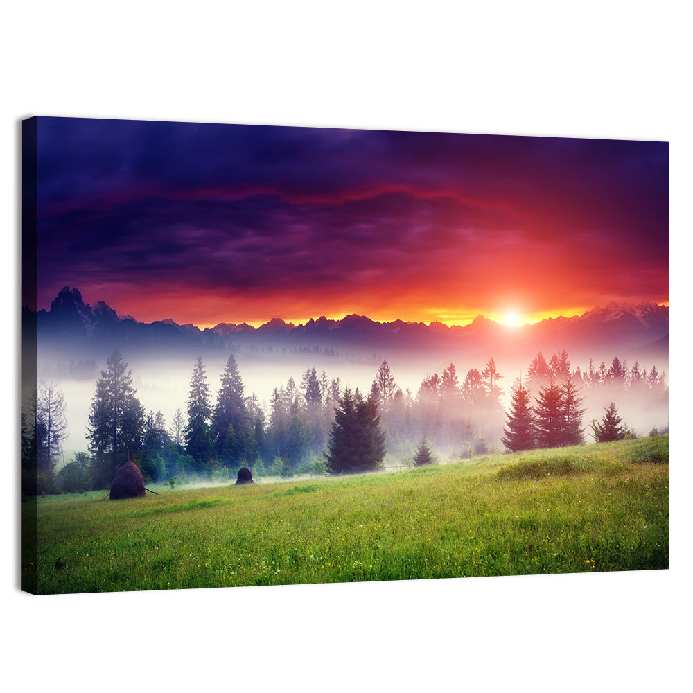 Glowing Mountain at Sunrise Wall Art, canvas print, landscape