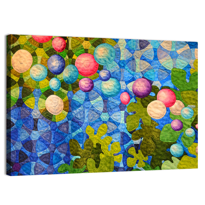 Colorful Quilted Circle Pattern Wall Art as a canvas print