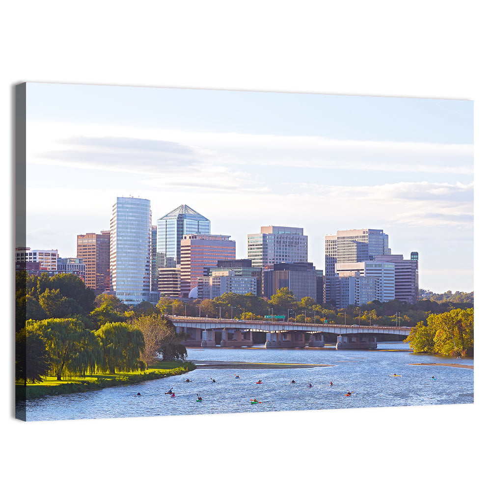 Rosslyn Skyline with Kayaks Wall Art, canvas print, landscape