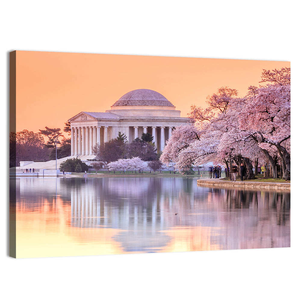 Jefferson Memorial with Cherry Blossoms Wall Art, canvas print, landscape