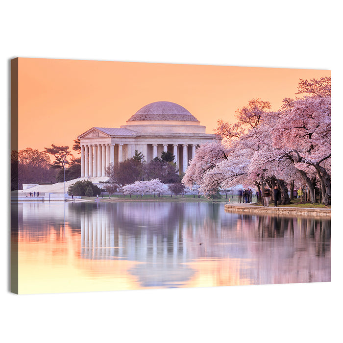 Jefferson Memorial with Cherry Blossoms Wall Art as a canvas print