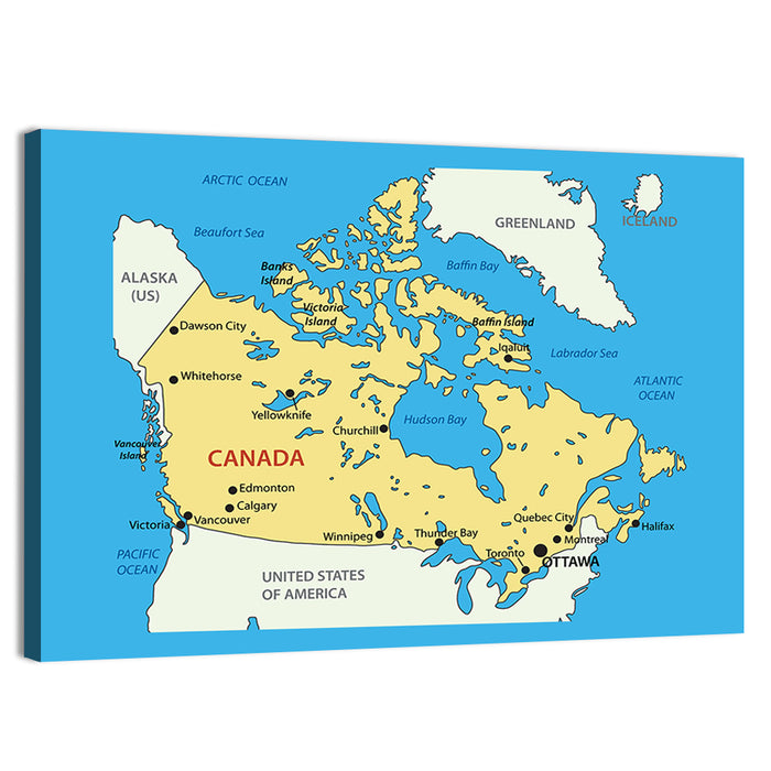 Minimalist Canada Map Wall Art as a canvas print