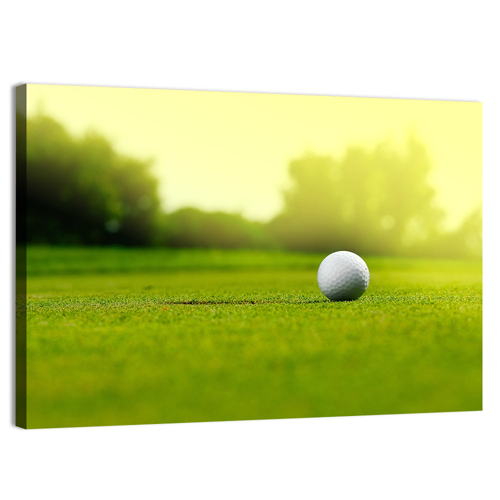 Dimpled Golf Ball on Putting Green Wall Art