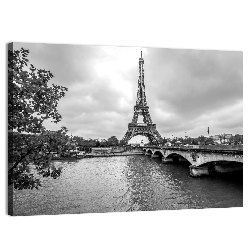 Eiffel Tower from the Seine Wall Art, canvas print, landscape