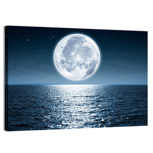 Full Moon Rising Over Ocean Wall Art