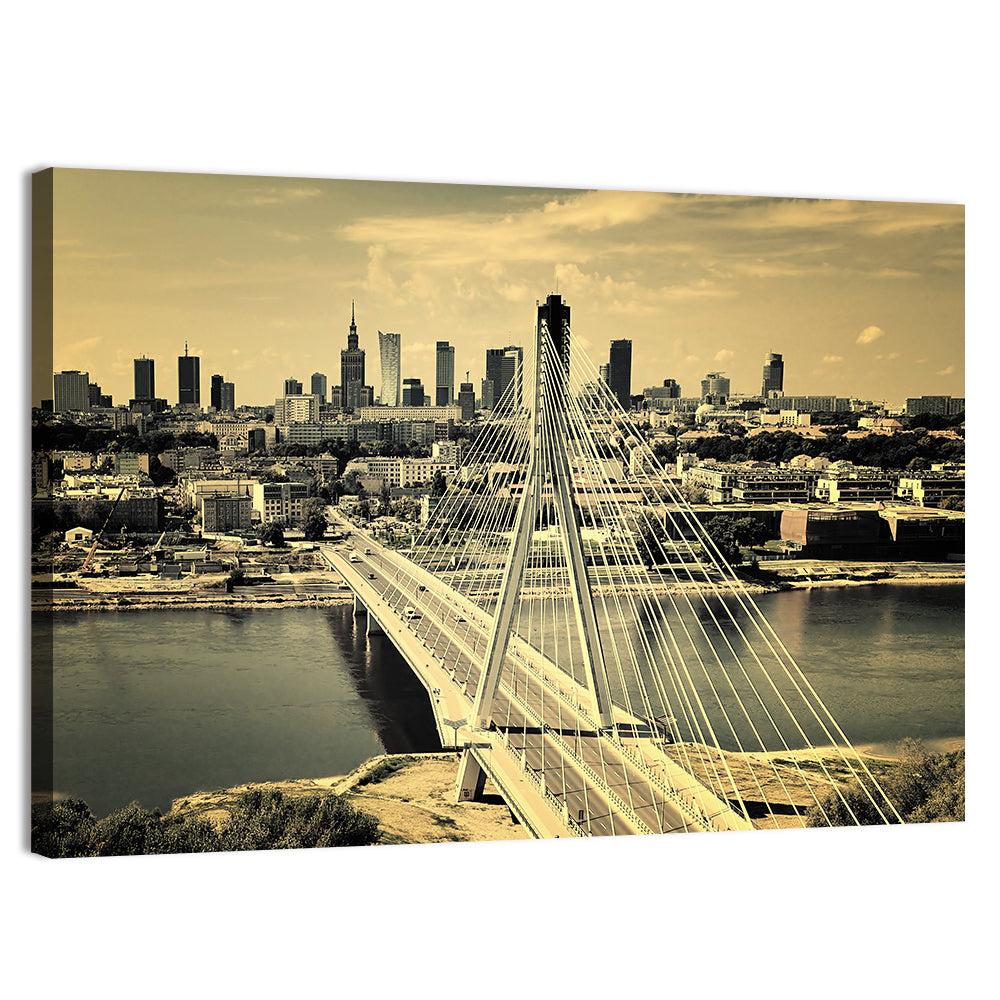 Warsaw Bird's-eye View Wall Art, canvas print, landscape