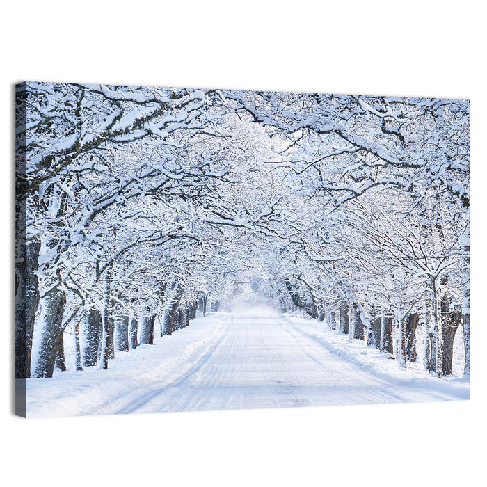 Snowy Morning Alley Wall Art as a canvas print